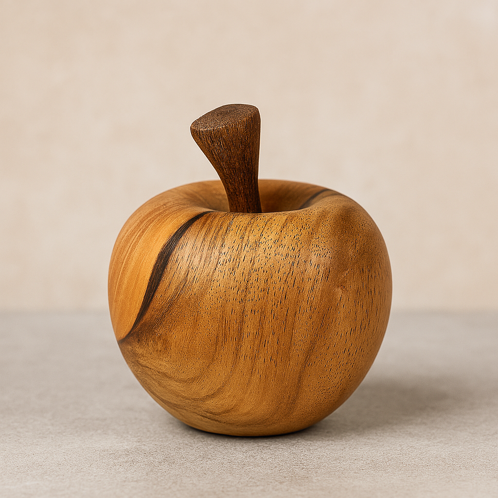 Handgedrechselter Holzapfel / Holzbirne